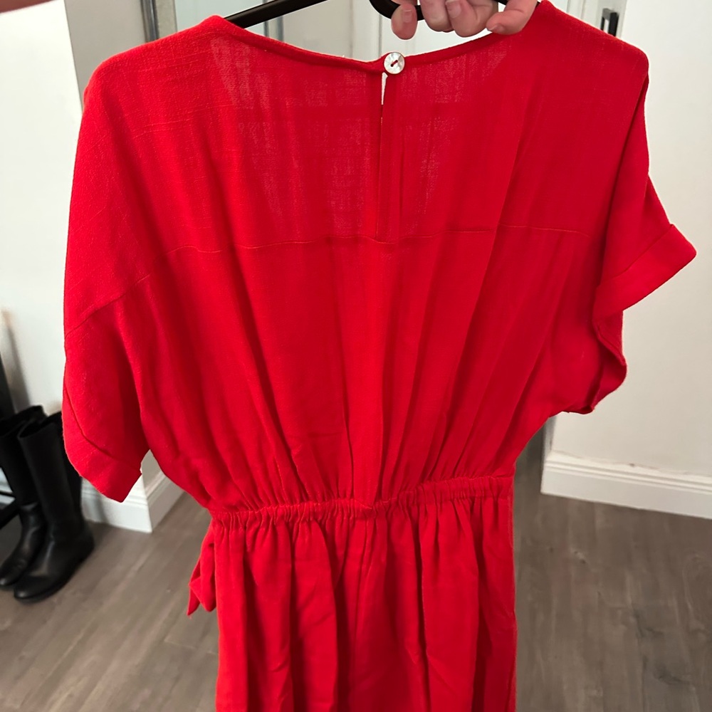 Vibrant Red Wrap Dress - Picture 2 of 3